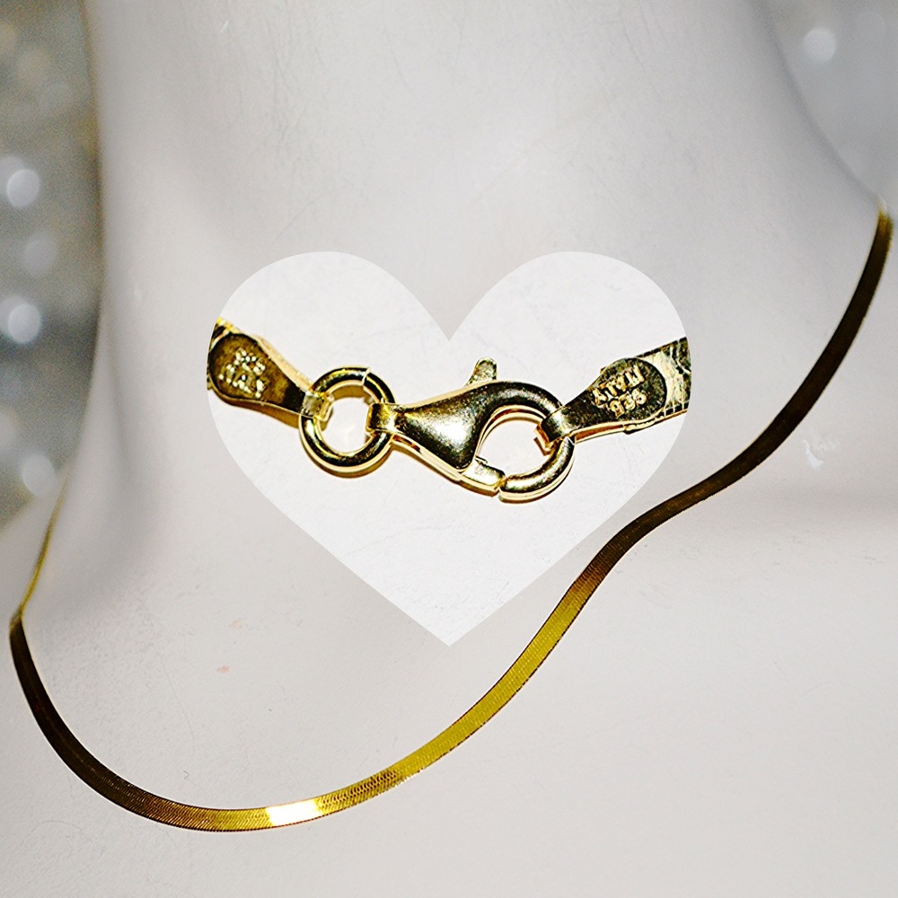 18" Sterling Silver Necklace Gold Vermeil
Herringbone 925 ITALY 4.4g